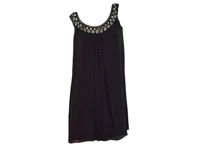 Vestido mini preto de seda e algodão Swiss Dot Temperley London - vista 9