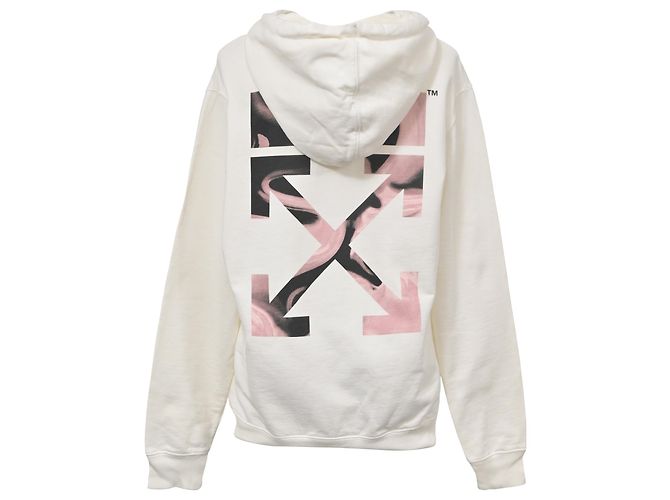 Off White Sudadera con capucha Liquid Arrows de algodón blanco roto - vista 3