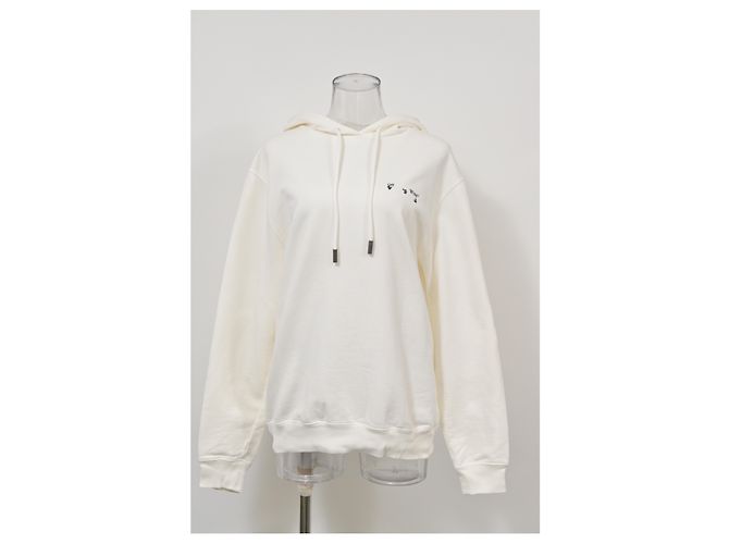 Off White Sudadera con capucha Liquid Arrows de algodón blanco roto - vista 6