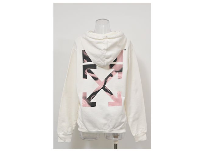 Off White Sudadera con capucha Liquid Arrows de algodón blanco roto - vista 8