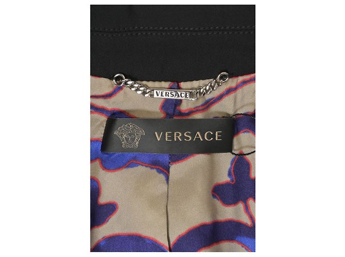 Blazer firmato Versace con petto foderato in lana nera Nero - vista 10