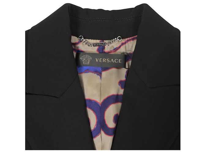 Blazer firmato Versace con petto foderato in lana nera Nero - vista 4
