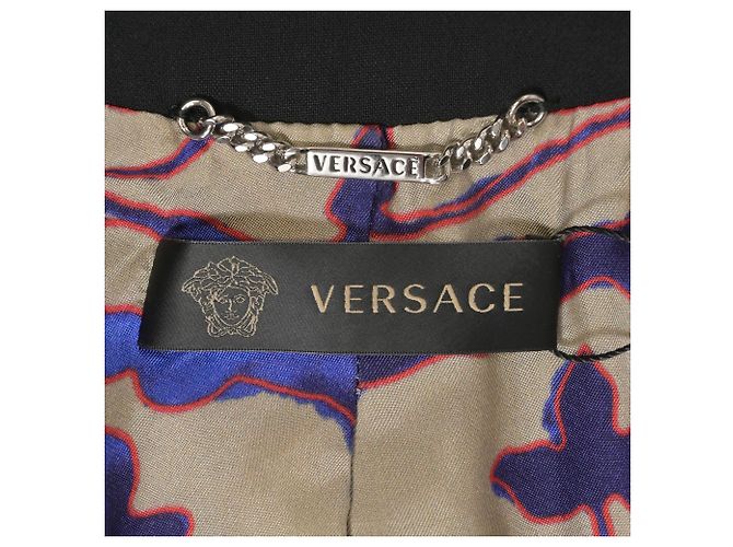 Blazer firmato Versace con petto foderato in lana nera Nero - vista 5