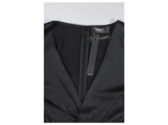 Miniabito Amiri con scollo a V in seta nera Nero - vista 10