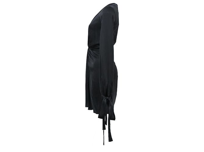 Miniabito Amiri con scollo a V in seta nera Nero - vista 2