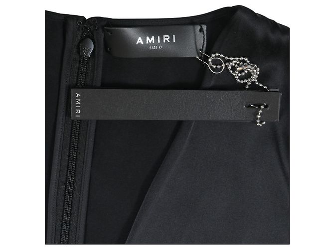 Miniabito Amiri con scollo a V in seta nera Nero - vista 4