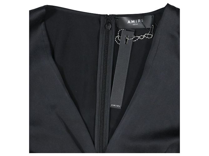 Miniabito Amiri con scollo a V in seta nera Nero - vista 5