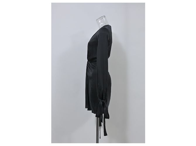 Miniabito Amiri con scollo a V in seta nera Nero - vista 7