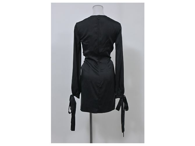 Miniabito Amiri con scollo a V in seta nera Nero - vista 8