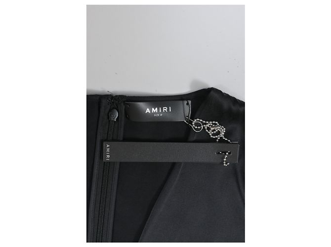 Miniabito Amiri con scollo a V in seta nera Nero - vista 9