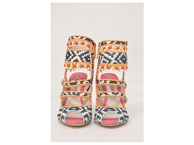 Sophia Webster Amma Aztec Printed Satin Sandals In Multicolor Leather - view 10