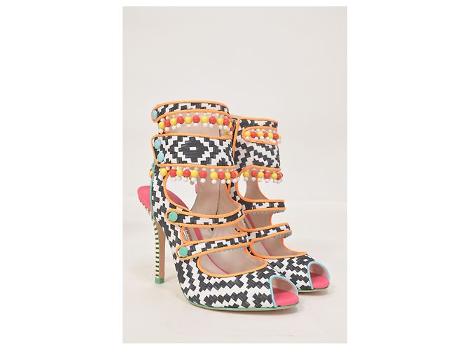 Sophia Webster Amma Aztec Printed Satin Sandals In Multicolor Leather - view 12