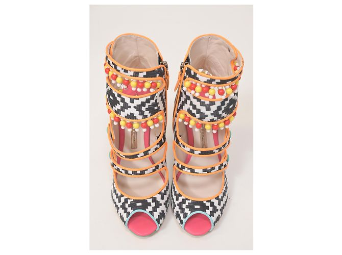 Sophia Webster Amma Aztec Printed Satin Sandals In Multicolor Leather - view 13
