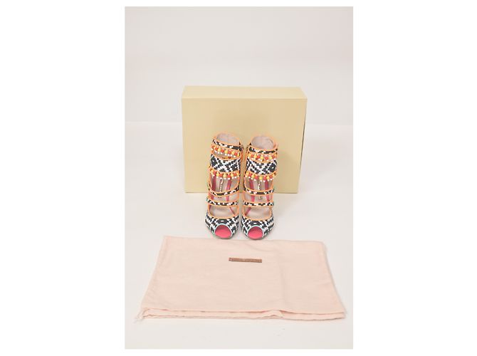Sophia Webster Amma Aztec Printed Satin Sandals In Multicolor Leather - view 15