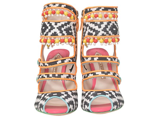 Sophia Webster Amma Aztec Printed Satin Sandals In Multicolor Leather - view 2