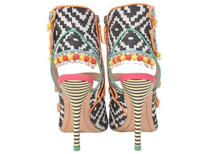 Sophia Webster Amma Aztec Printed Satin Sandals In Multicolor Leather - view 3