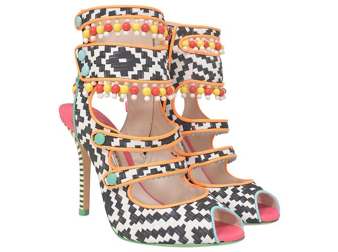 Sophia Webster Amma Aztec Printed Satin Sandals In Multicolor Leather - view 4