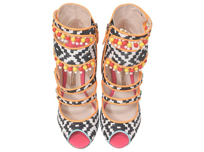 Sophia Webster Amma Aztec Printed Satin Sandals In Multicolor Leather - view 5