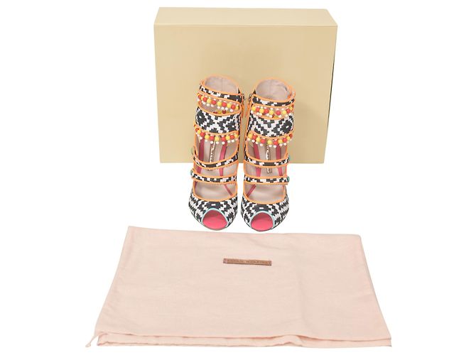 Sophia Webster Amma Aztec Printed Satin Sandals In Multicolor Leather - view 7
