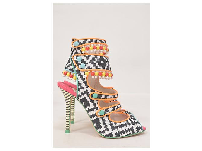 Sophia Webster Amma Aztec Printed Satin Sandals In Multicolor Leather - view 9