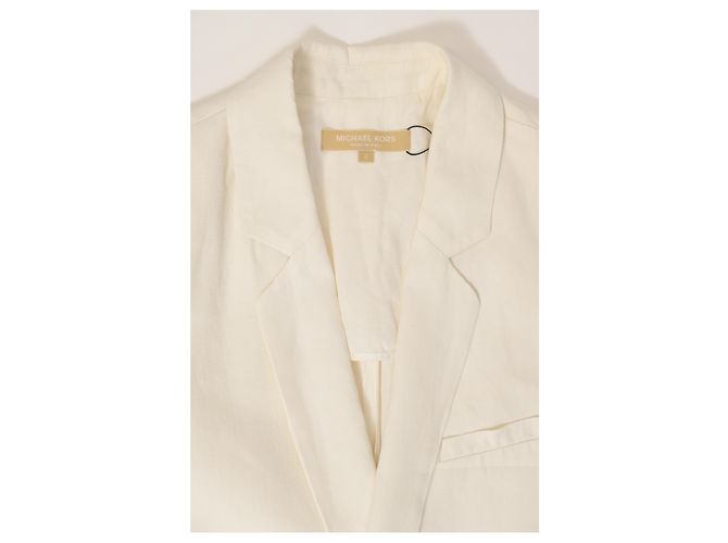 Blazer Michael Kors de lino blanco Crudo - vista 9