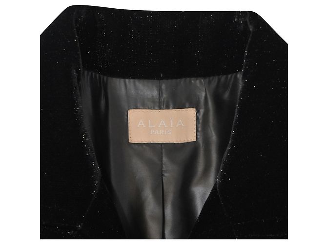Gefütterter Glitzermantel von Alaïa aus schwarzem Samt - Ansicht 4