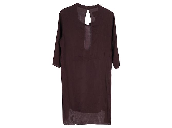 Acne Studios Zink AW11 – Knielanges Kleid mit Wasserfallausschnitt aus violettem Polyester Rot Bordeaux - Ansicht 2