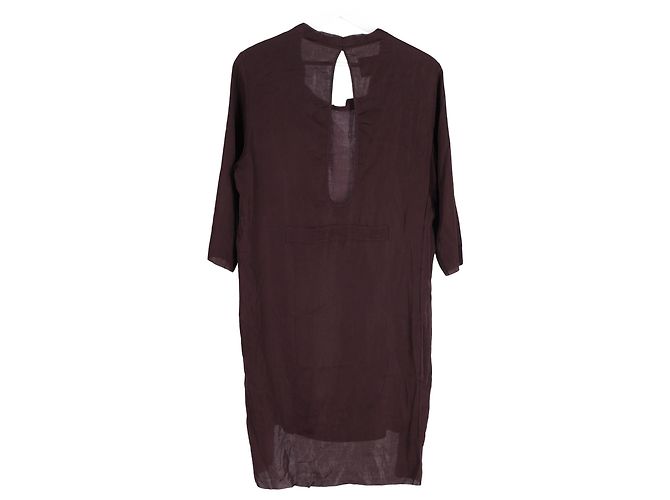 Acne Studios Zink AW11 – Knielanges Kleid mit Wasserfallausschnitt aus violettem Polyester Rot Bordeaux - Ansicht 5