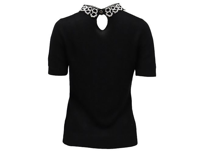 Jason Wu – Bluse mit Perlenkragen aus schwarzem Nylon - Ansicht 2