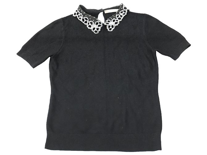 Jason Wu – Bluse mit Perlenkragen aus schwarzem Nylon - Ansicht 3