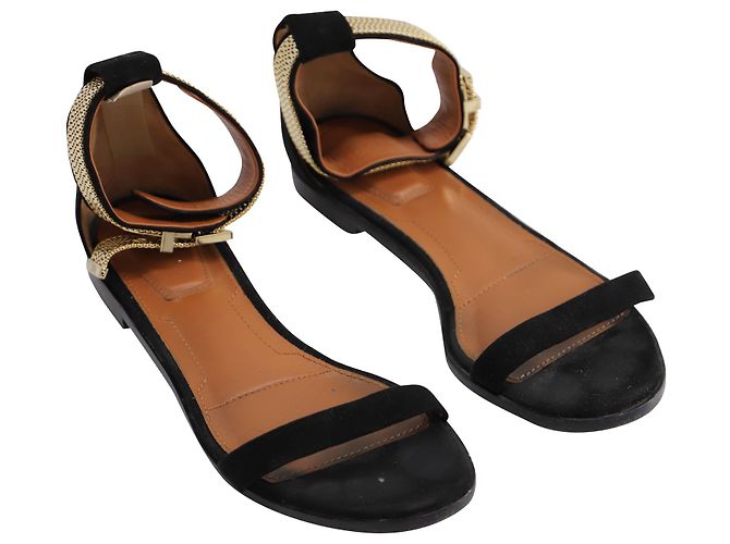 Givenchy Ankle Cuff Flat Sandals in Black Leather - view 6