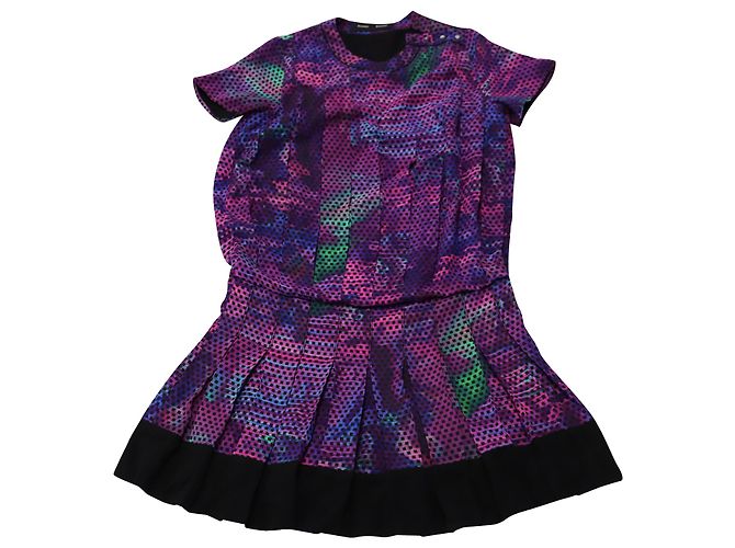 Vestido midi plisado de seda violeta de Proenza Schouler - vista 3