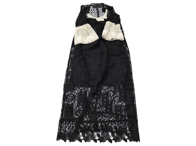 Anna Sui Lace Maxi Dress in Black Polyester - view 3