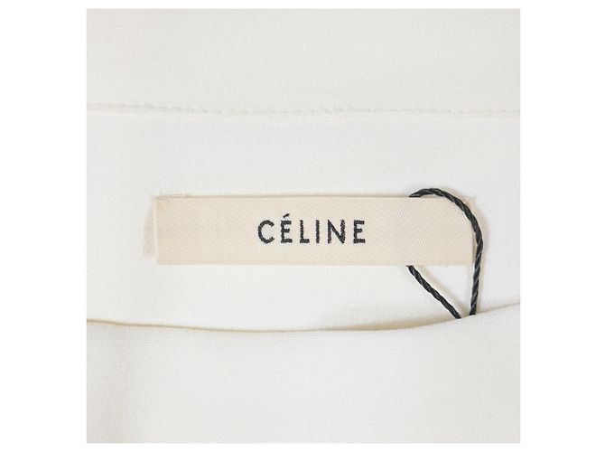 Céline Robe décolleté bateau Celine en coton blanc Écru - vue 5