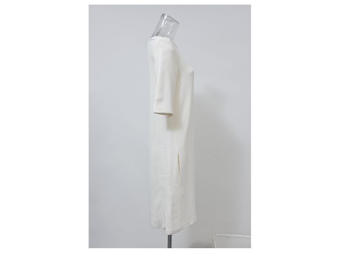 Céline Robe décolleté bateau Celine en coton blanc Écru - vue 7