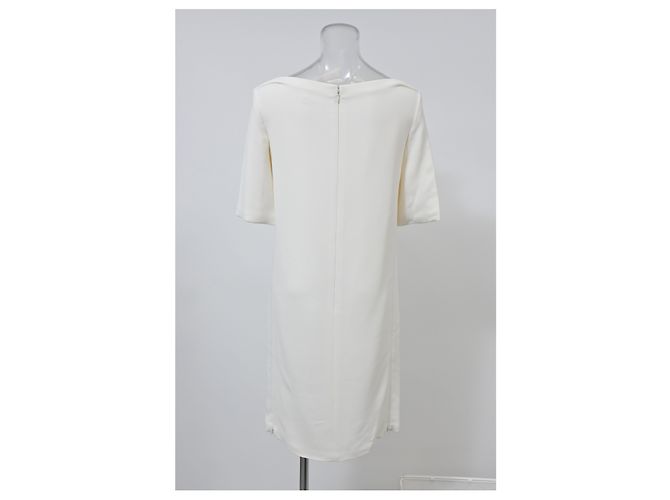 Céline Robe décolleté bateau Celine en coton blanc Écru - vue 8