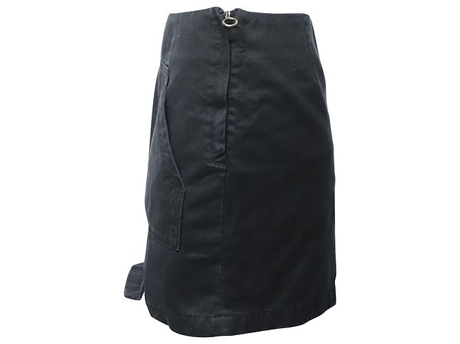 Marc Jacobs Slit Mini Skirt in Black Cotton Denim - view 3