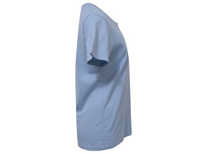 Céline T-shirt a maniche corte con logo Celine in cotone blu Blu chiaro - vista 2