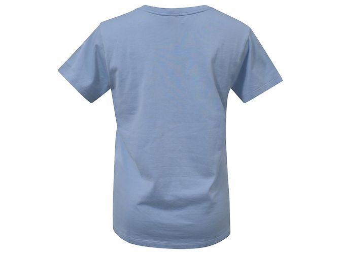 Céline T-shirt a maniche corte con logo Celine in cotone blu Blu chiaro - vista 3