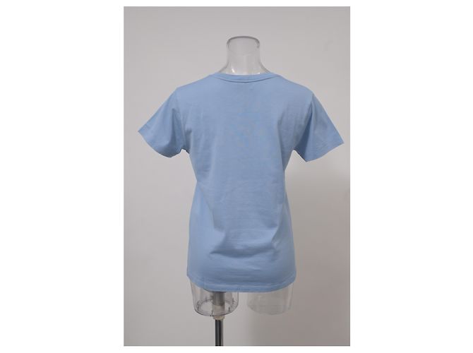 Céline T-shirt a maniche corte con logo Celine in cotone blu Blu chiaro - vista 8