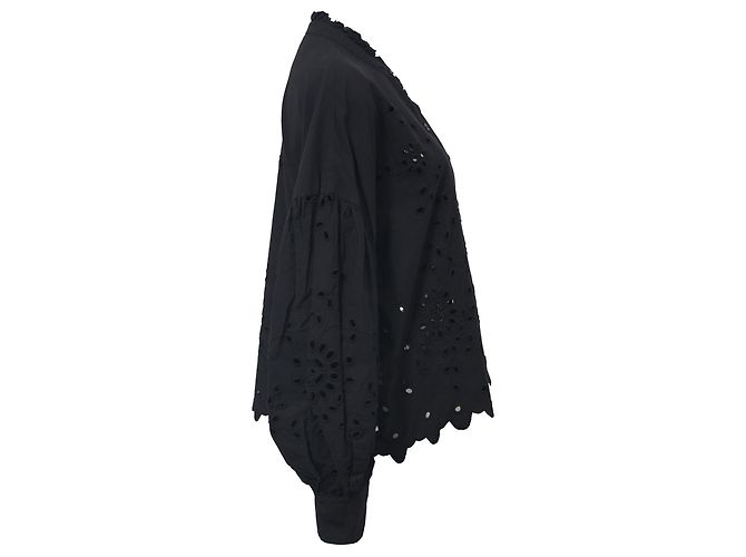 Roseanna Camicia a maniche lunghe Sea Fern Eyelet in cotone nero - vista 2