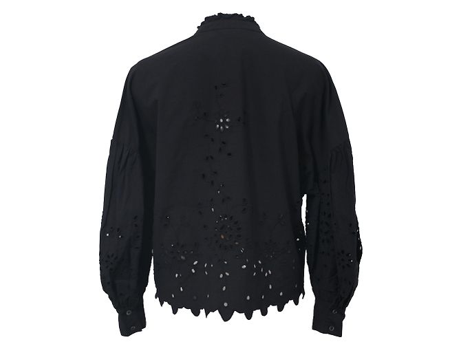 Roseanna Camicia a maniche lunghe Sea Fern Eyelet in cotone nero - vista 3