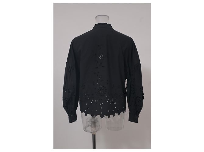 Roseanna Camicia a maniche lunghe Sea Fern Eyelet in cotone nero - vista 8