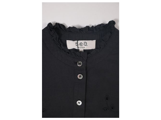Roseanna Camicia a maniche lunghe Sea Fern Eyelet in cotone nero - vista 9