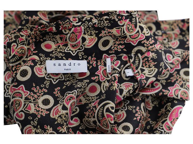 Sandro Camisa con estampado Paisley de satén estampado negro - vista 4