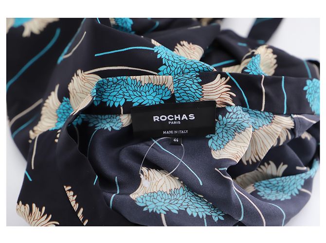 Camicetta con stampa floreale a maniche lunghe Rochas in seta nera Nero - Ansicht 4