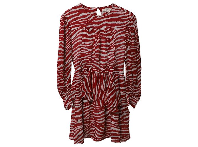 Étoile Isabel Marant Vestido drapeado estampado Java en viscosa roja - vista 5