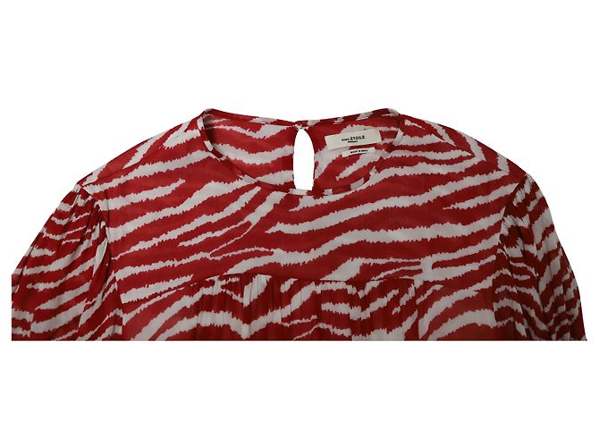 Étoile Isabel Marant Vestido drapeado estampado Java en viscosa roja - vista 6