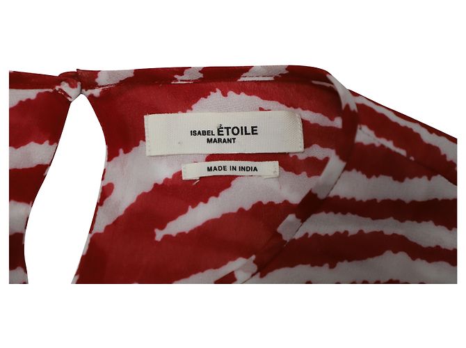Étoile Isabel Marant Vestido drapeado estampado Java en viscosa roja - vista 7
