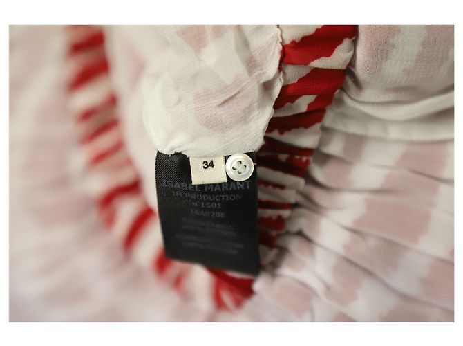 Étoile Isabel Marant Vestido drapeado estampado Java en viscosa roja - vista 8